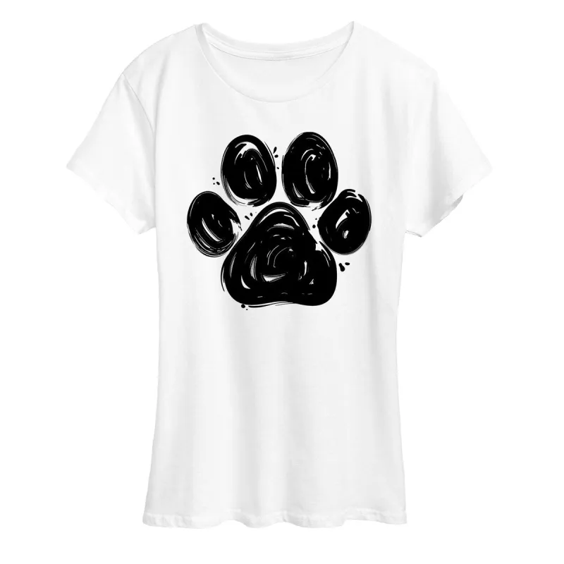 Women's Brushstroke Paw Print Short Sleeve Tee sold by Zulily