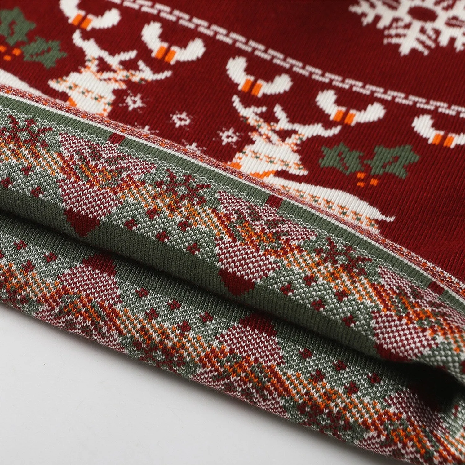 Dark Red Reindeer & Snowflake Crewneck Sweater sold by Zulily product image thumbnail 2