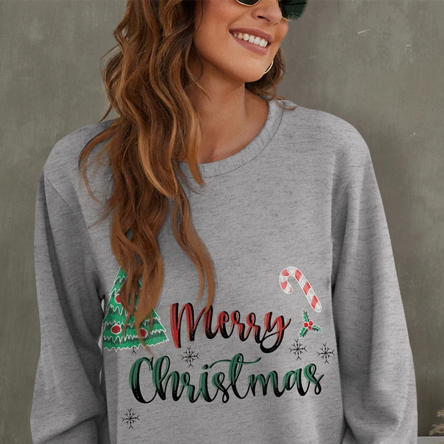 Grey & Green "Merry Christmas" Round Neck Long Sleeve Top sold by Zulily product image thumbnail 3