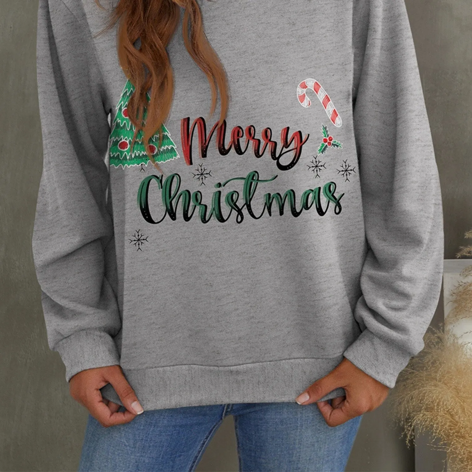 Grey & Green "Merry Christmas" Round Neck Long Sleeve Top sold by Zulily product image thumbnail 2