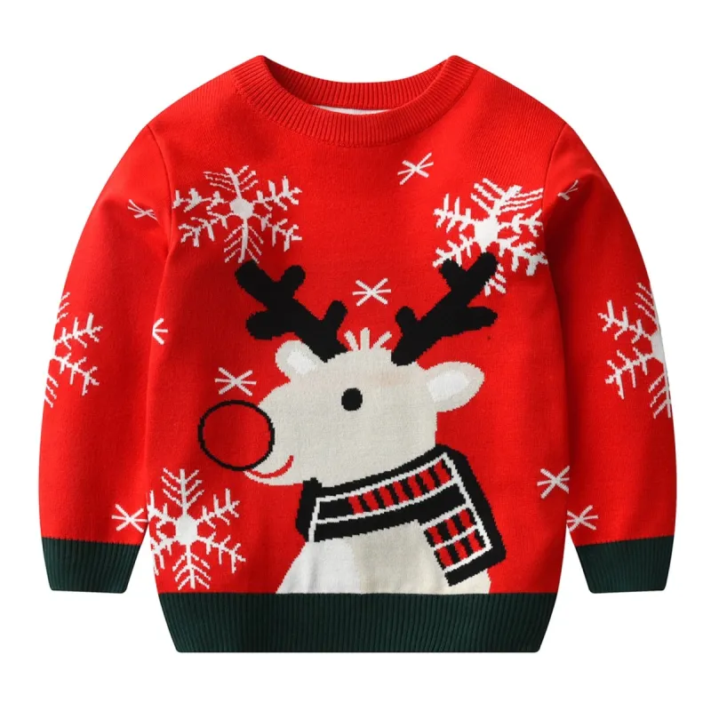 Red Christmas Reindeer & Snowflake Crewneck Sweater sold by Zulily