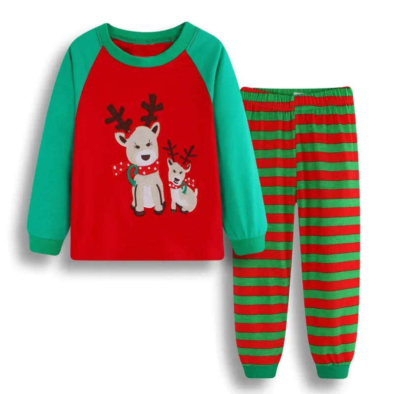 Red & Green Christmas Reindeer & Stripe Loungewear Set sold by Zulily