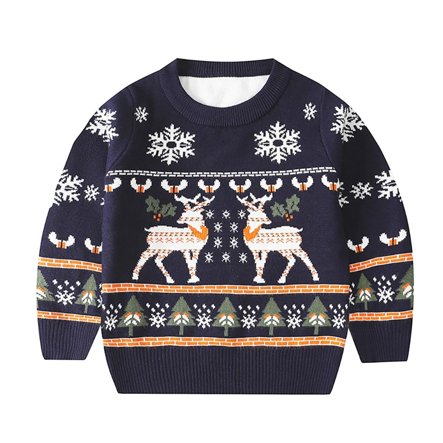 Navy Reindeer & Snowflake Crewneck Sweater sold by Zulily product image thumbnail 2