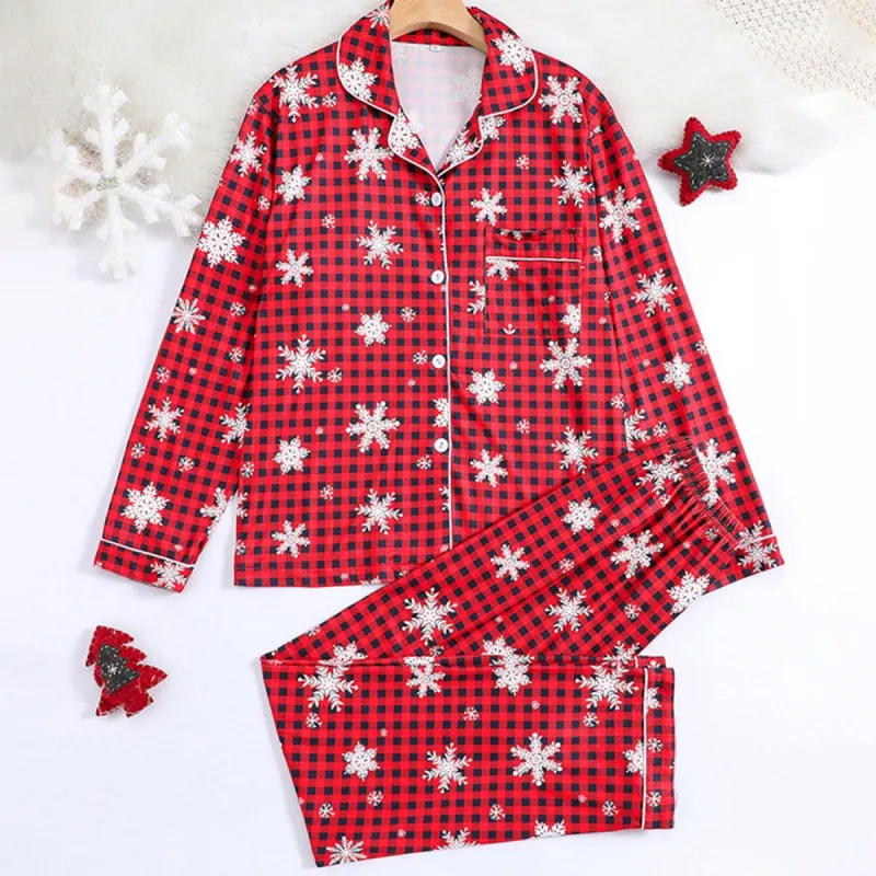 Red & White Snowflake & Plaid Loungewear Set sold by Zulily