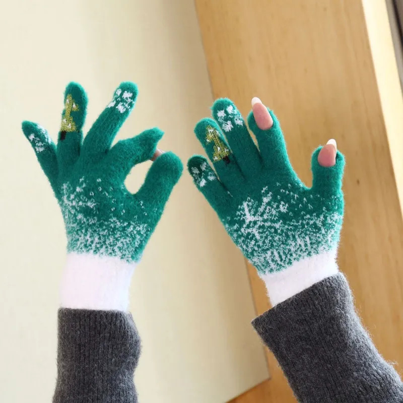 Green Snowflake Touchscreen Gloves sold by Zulily