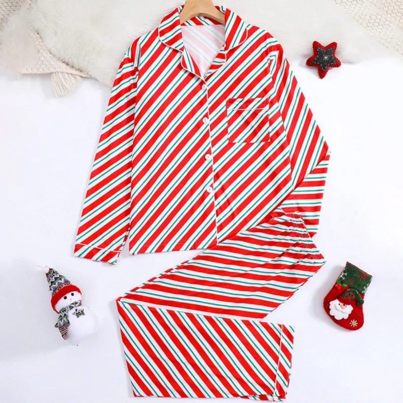 Red White & Green Stripe Loungewear Set sold by Zulily