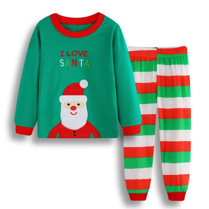 Green & Red Santa & Stripe Loungewear Set sold by Zulily