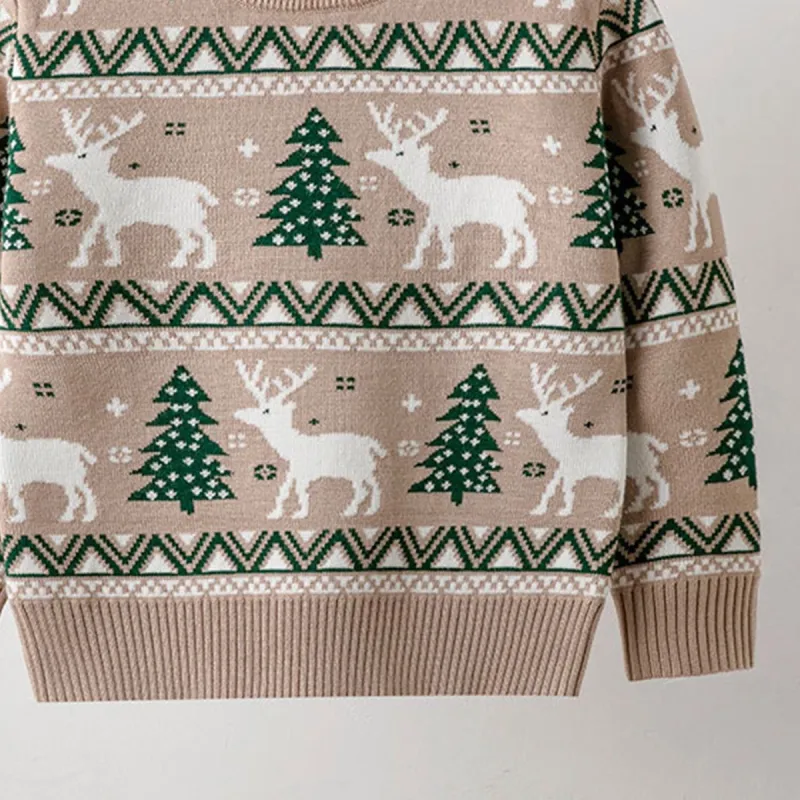 Khaki Christmas Reindeer & Tree Crewneck Sweater sold by Zulily