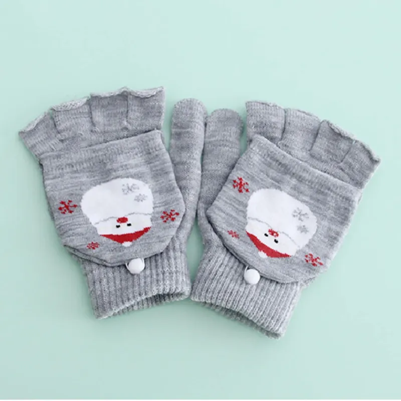 Grey Snowman Fingerless Gloves sold by Zulily