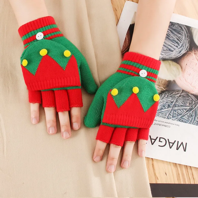 Green Christmas Tree Fingerless Gloves sold by Zulily