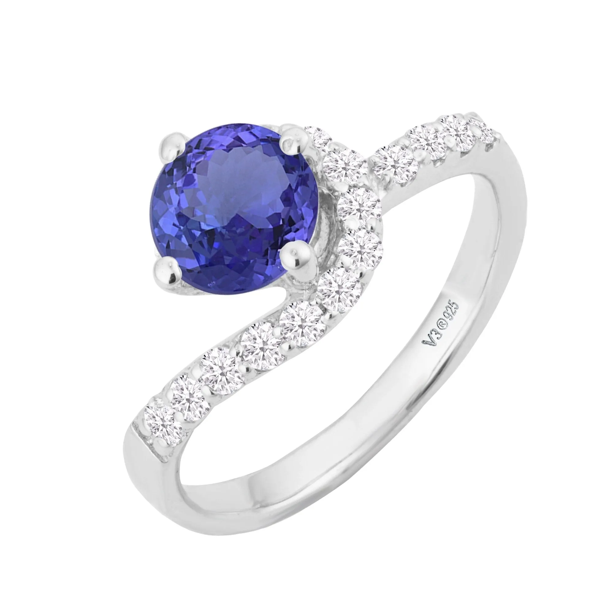 Sterling Silver 2.10CT Natural Tanzanite and White Zircon Promise Ring sold by Zulily product image thumbnail 3
