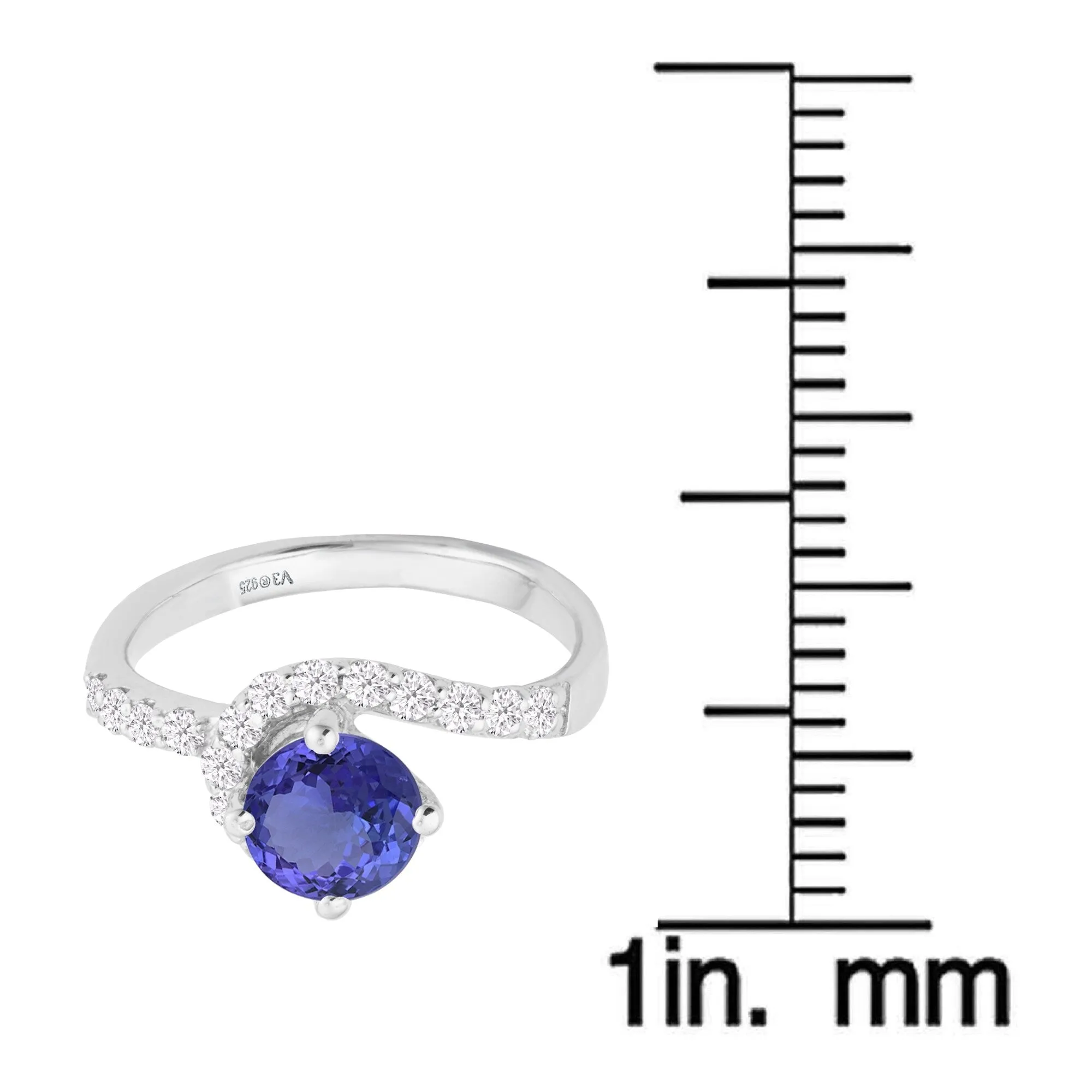 Sterling Silver 2.10CT Natural Tanzanite and White Zircon Promise Ring sold by Zulily product image thumbnail 4