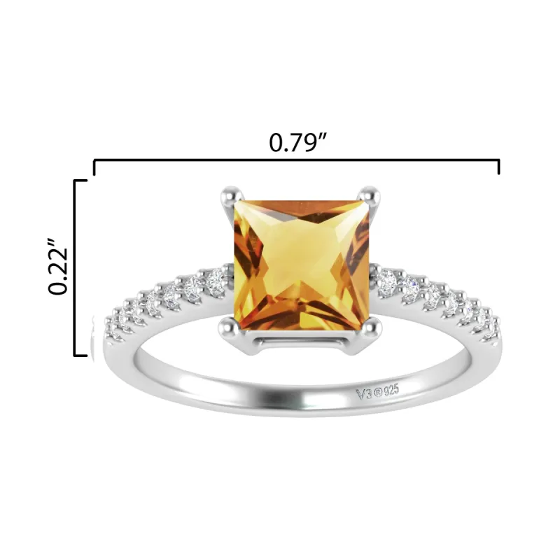 Sterling Silver 1.00Ct Natural Citrine and White Topaz Engagement Ring sold by Zulily