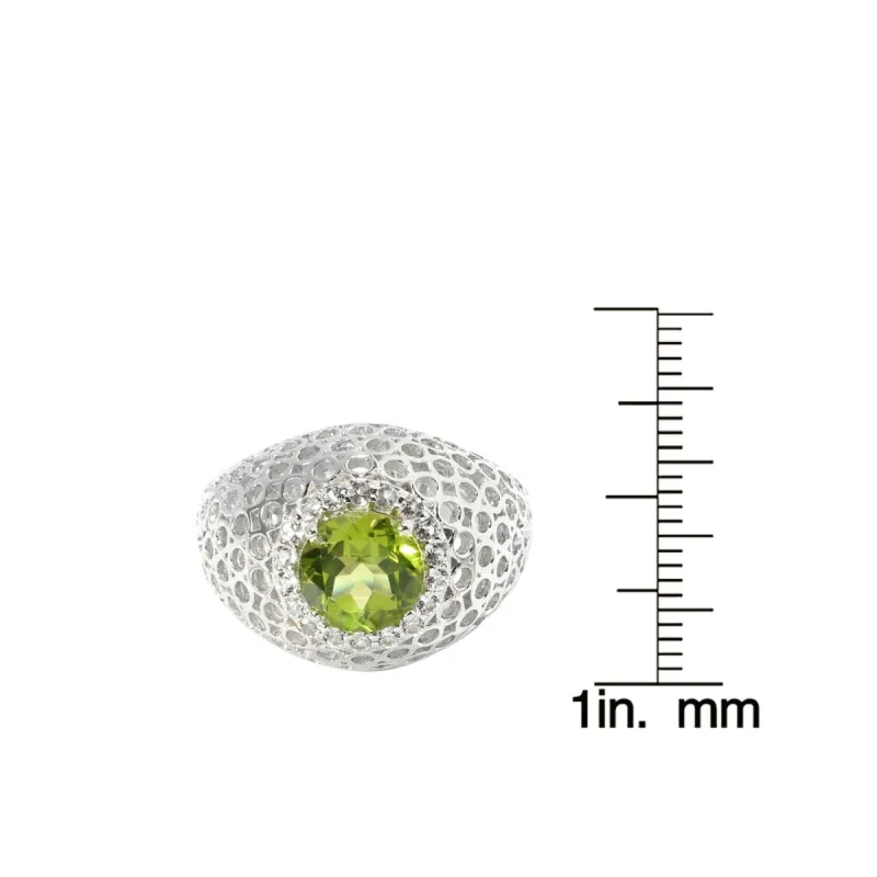 Sterling Silver 2.40CT Natural Peridot and White Topaz Dome Ring sold by Zulily