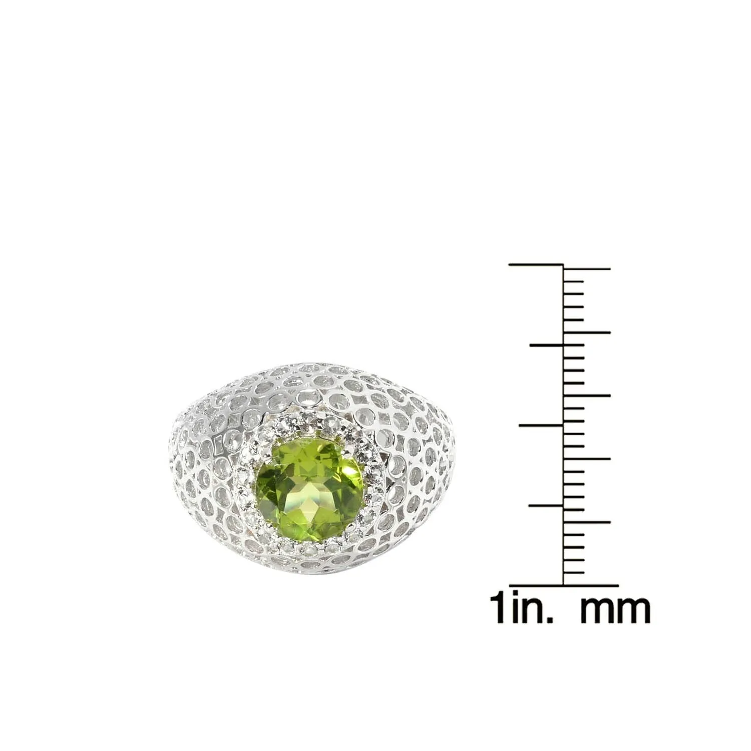 Sterling Silver 2.40CT Natural Peridot and White Topaz Dome Ring sold by Zulily