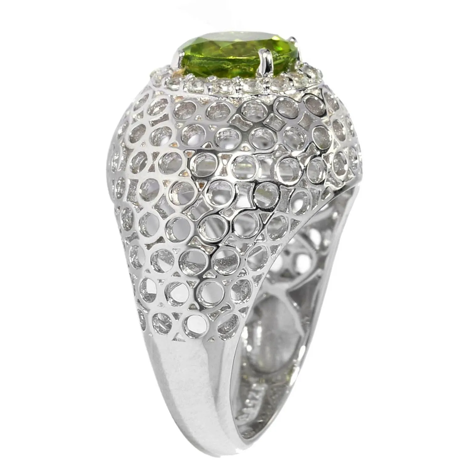 Sterling Silver 2.40CT Natural Peridot and White Topaz Dome Ring sold by Zulily product image thumbnail 4
