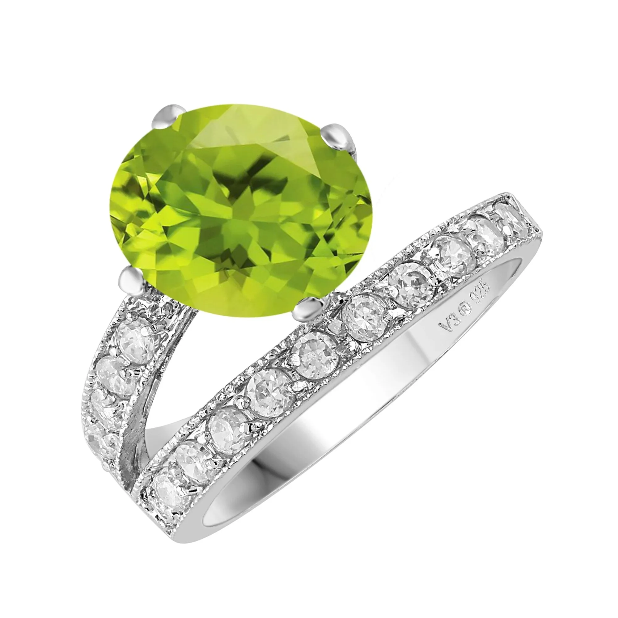 Sterling Silver 3.10CT Natural Peridot and White Topaz Solitaire Ring sold by Zulily product image thumbnail 5