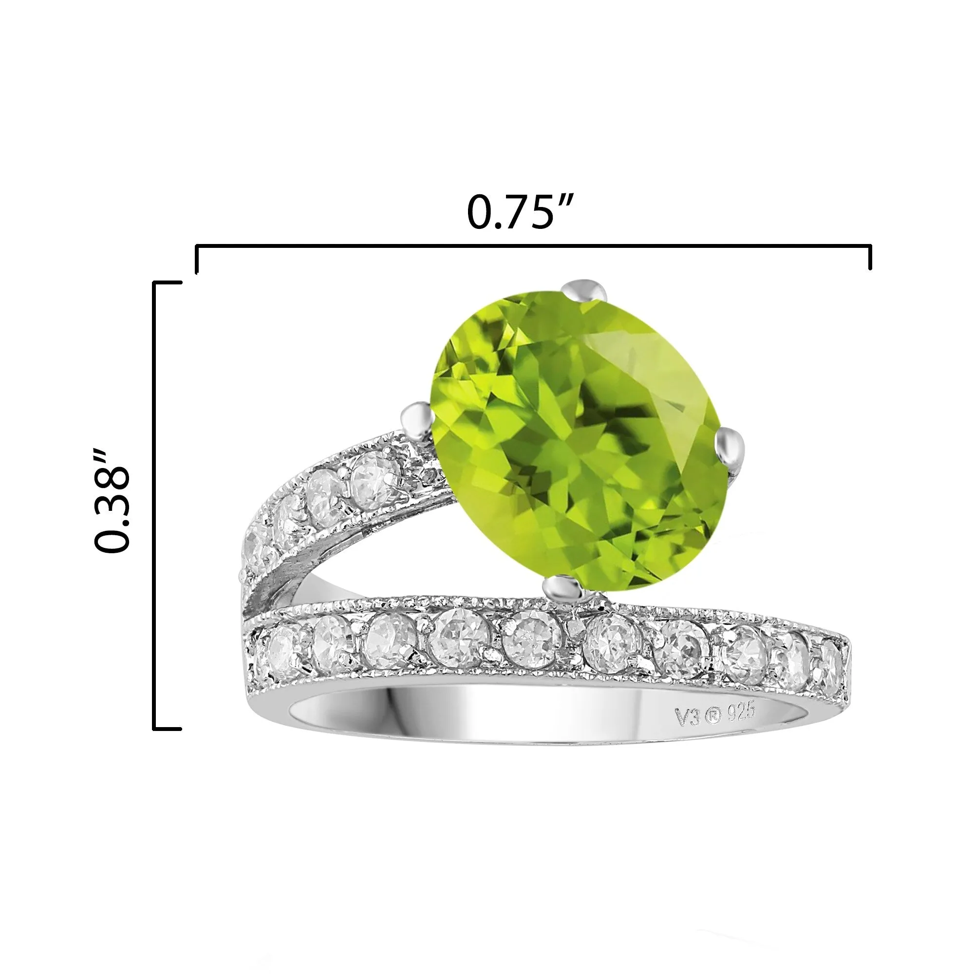 Sterling Silver 3.10CT Natural Peridot and White Topaz Solitaire Ring sold by Zulily product image thumbnail 2