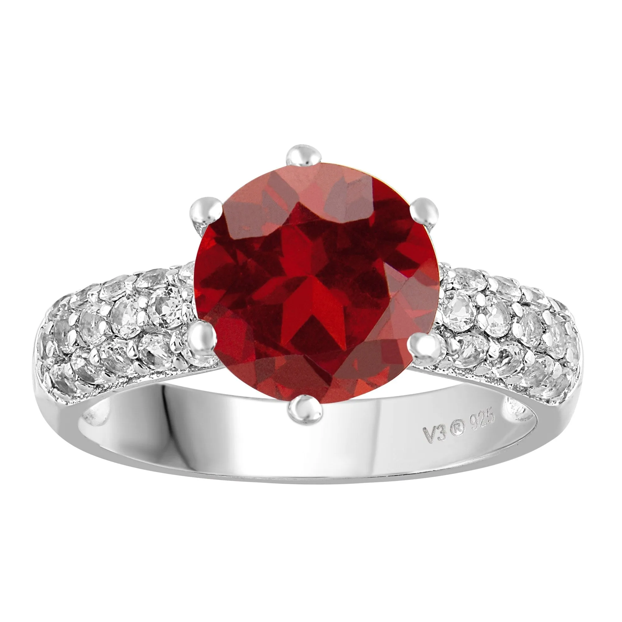 Sterling Silver 4.50ct Natural Garnet and White Topaz Classic Ring sold by Zulily product image thumbnail 5