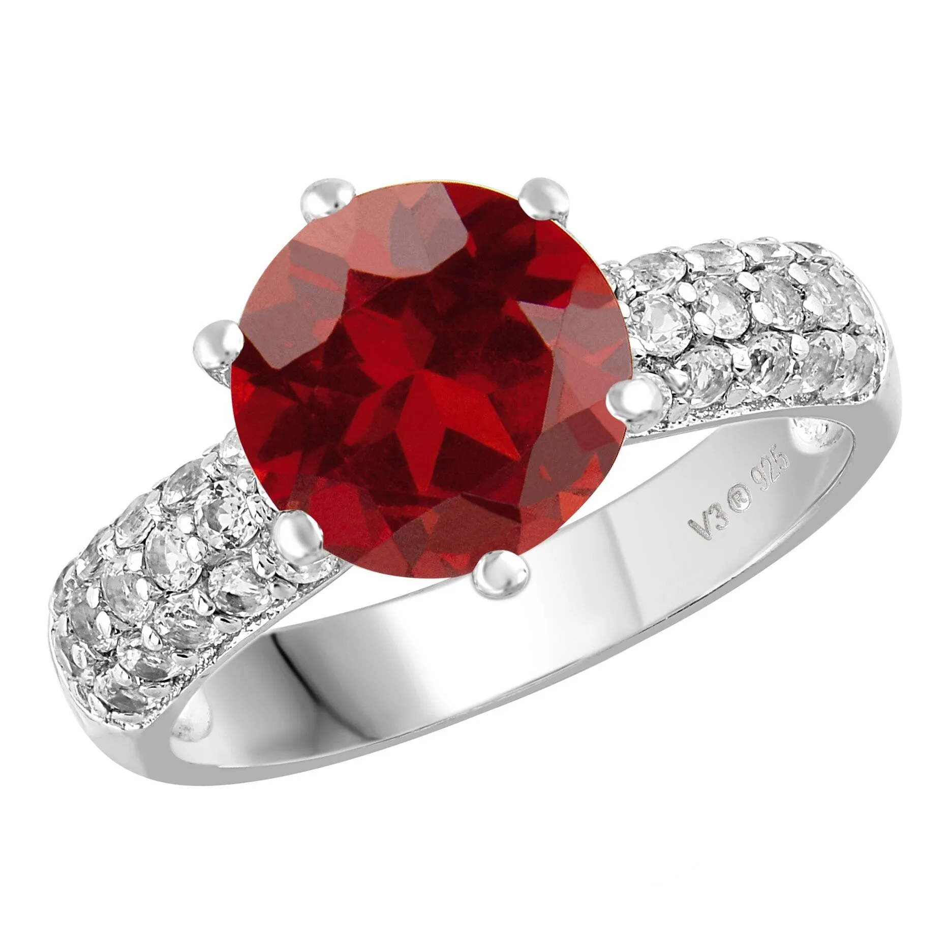 Sterling Silver 4.50ct Natural Garnet and White Topaz Classic Ring sold by Zulily product image thumbnail 3