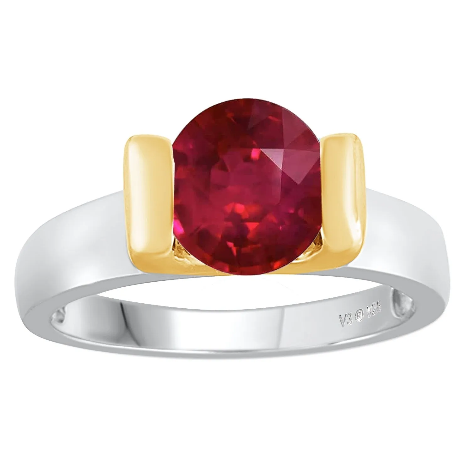 Two Tone 2.25CT Ruby Solitaire Ring sold by Zulily product image thumbnail 2