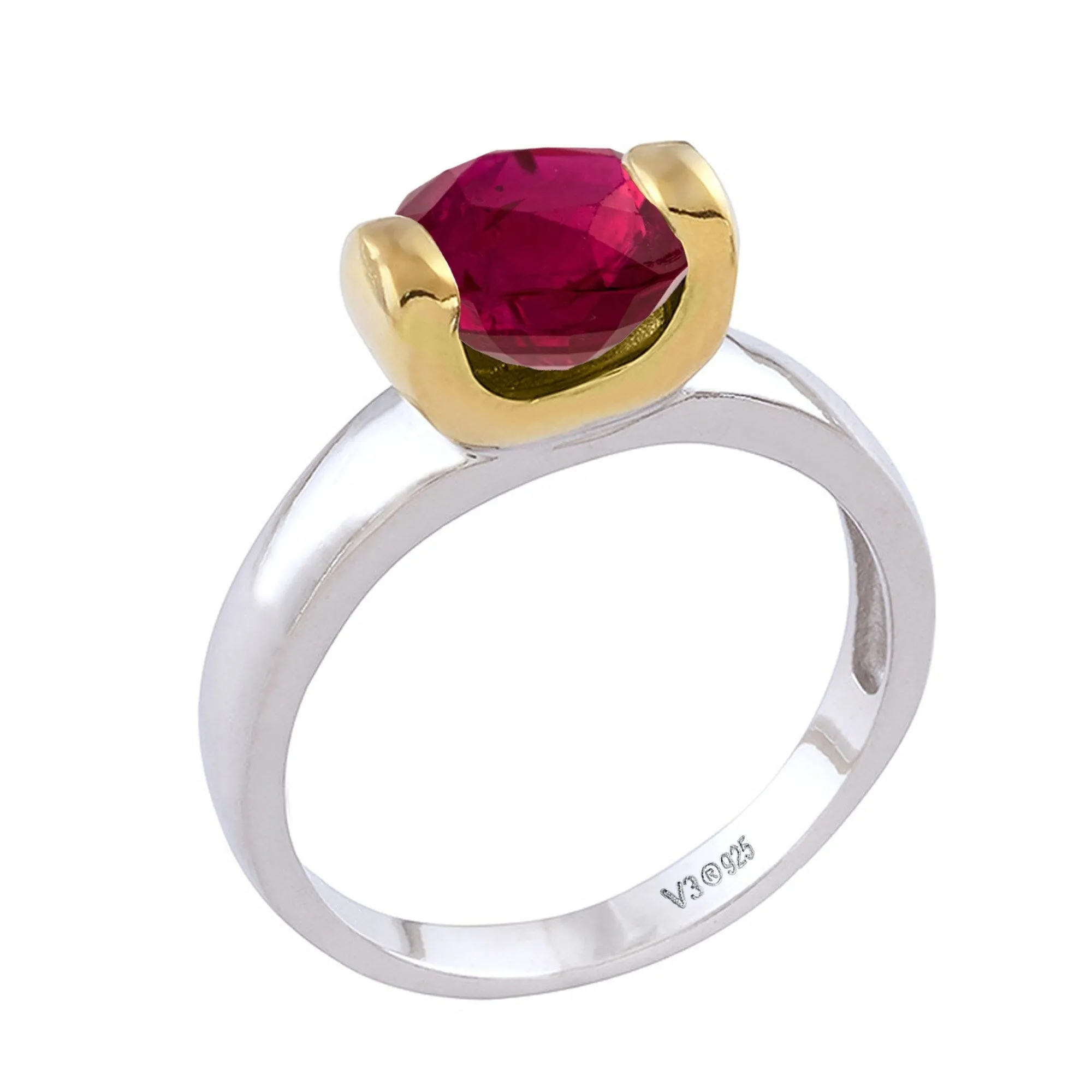Two Tone 2.25CT Ruby Solitaire Ring sold by Zulily product image thumbnail 3