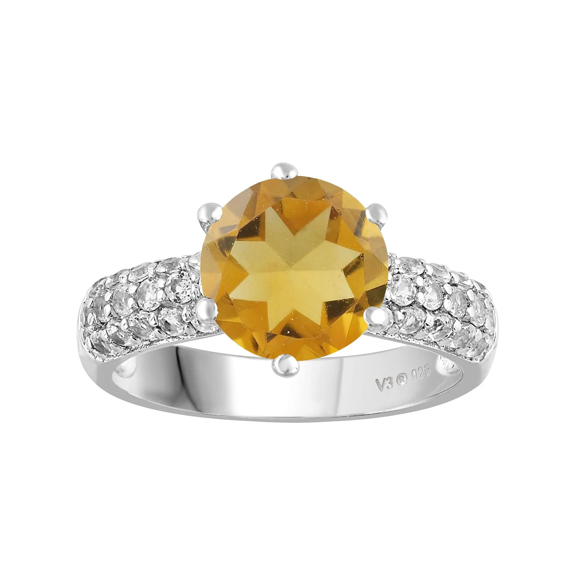 Sterling Silver 3.85Ct Natural Citrine and White Topaz Classic Ring sold by Zulily product image thumbnail 4