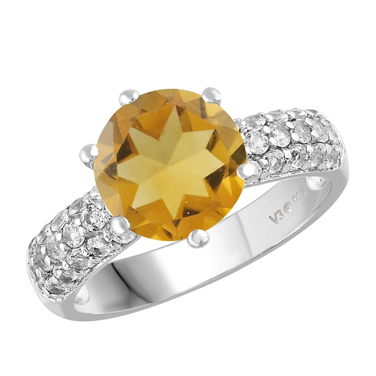 Sterling Silver 3.85Ct Natural Citrine and White Topaz Classic Ring sold by Zulily product image thumbnail 2