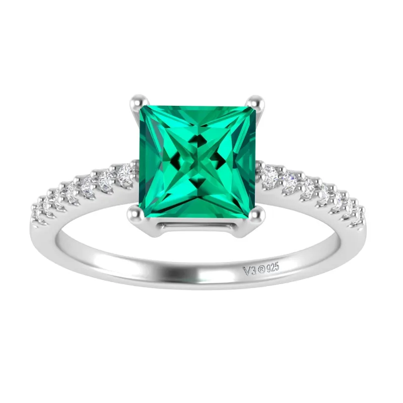 Sterling Silver 1.00 Emerald and White Topaz Engagement Ring sold by Zulily