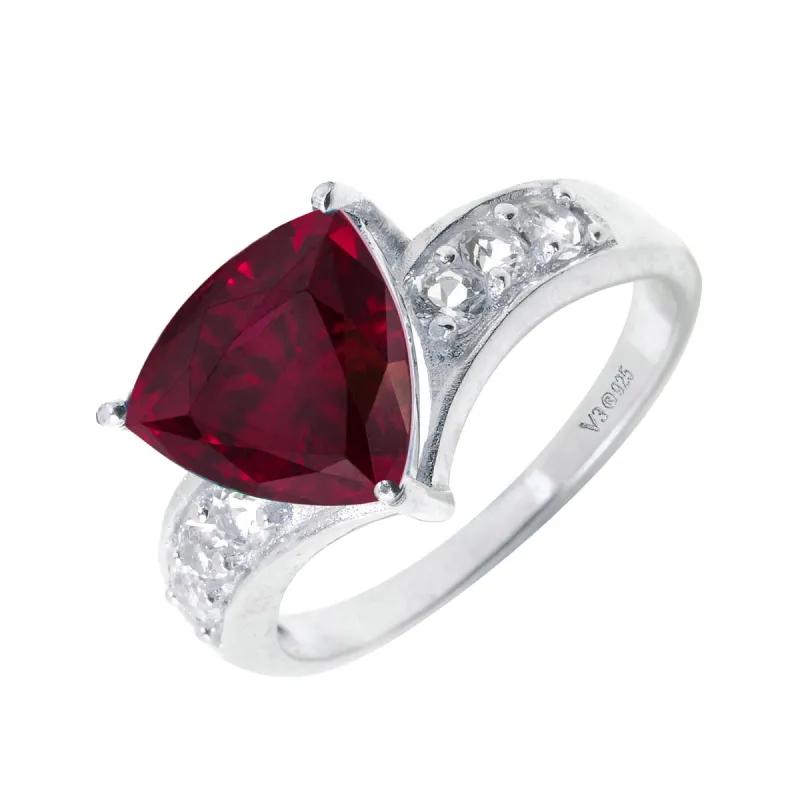 Sterling Silver 2.45CTTW Ruby and White Topaz Trillion Ring sold by Zulily