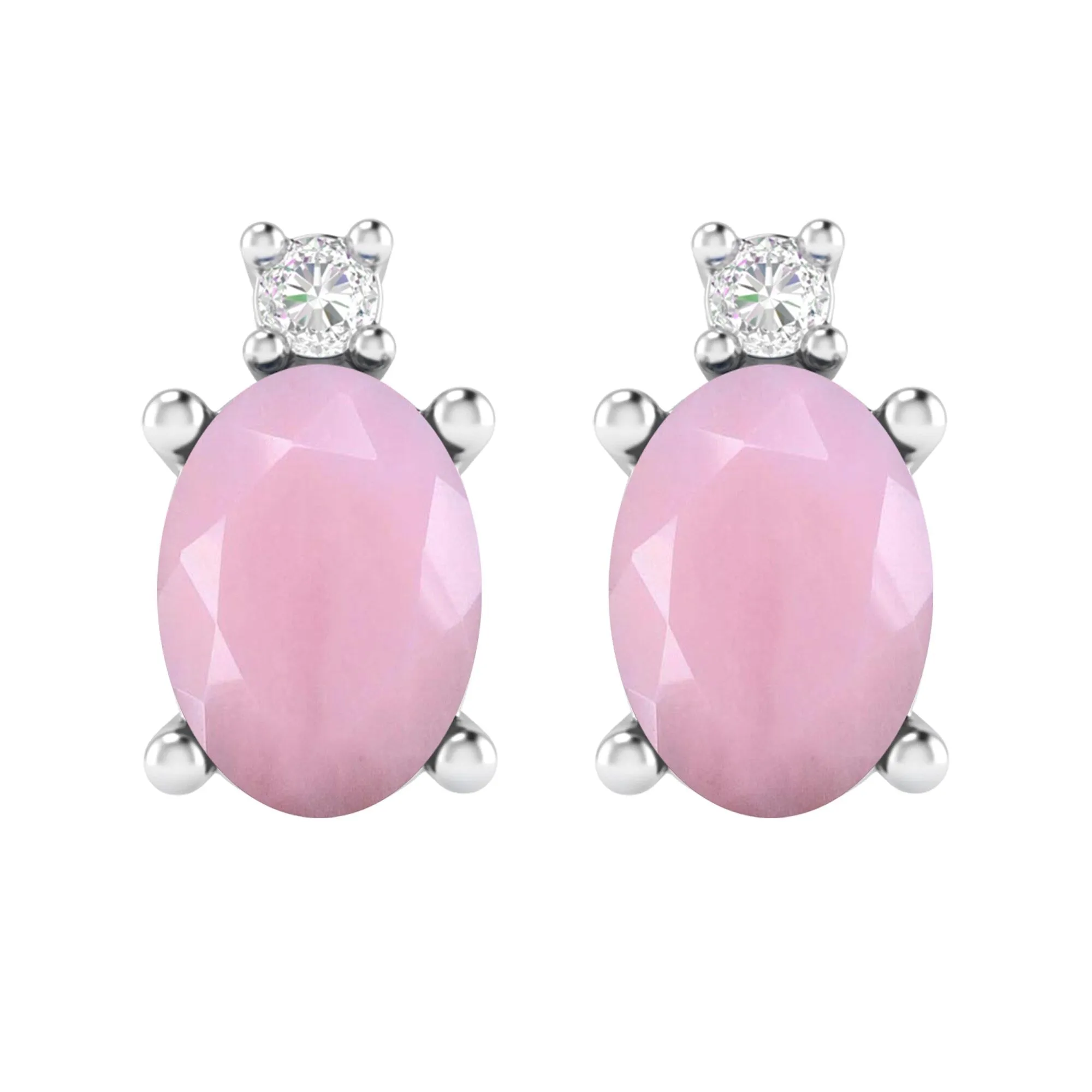 Sterling Silver 1.00ct Pink Opal and Moissanite Stud Earrings sold by Zulily product image thumbnail 3