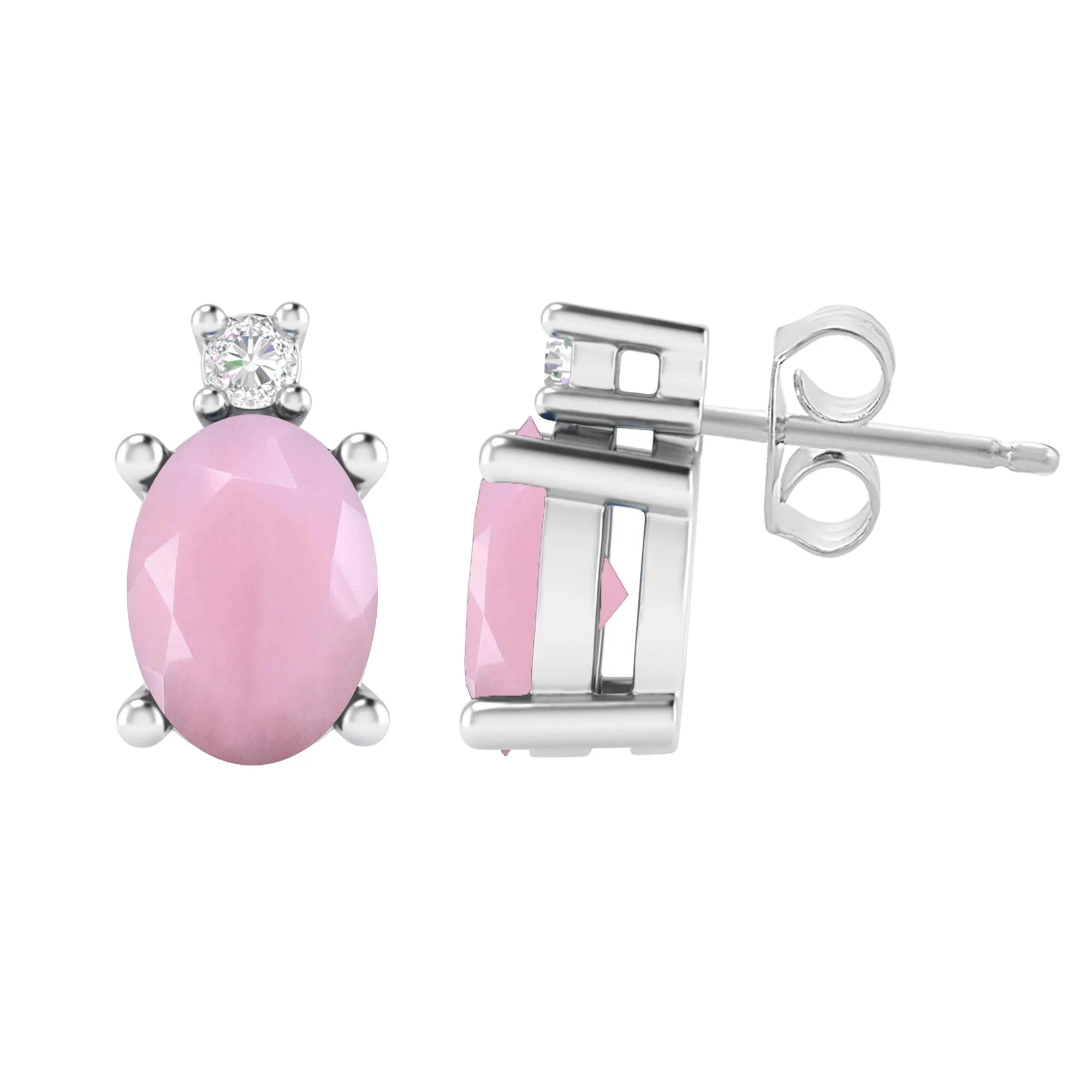 Sterling Silver 1.00ct Pink Opal and Moissanite Stud Earrings sold by Zulily product image thumbnail 4