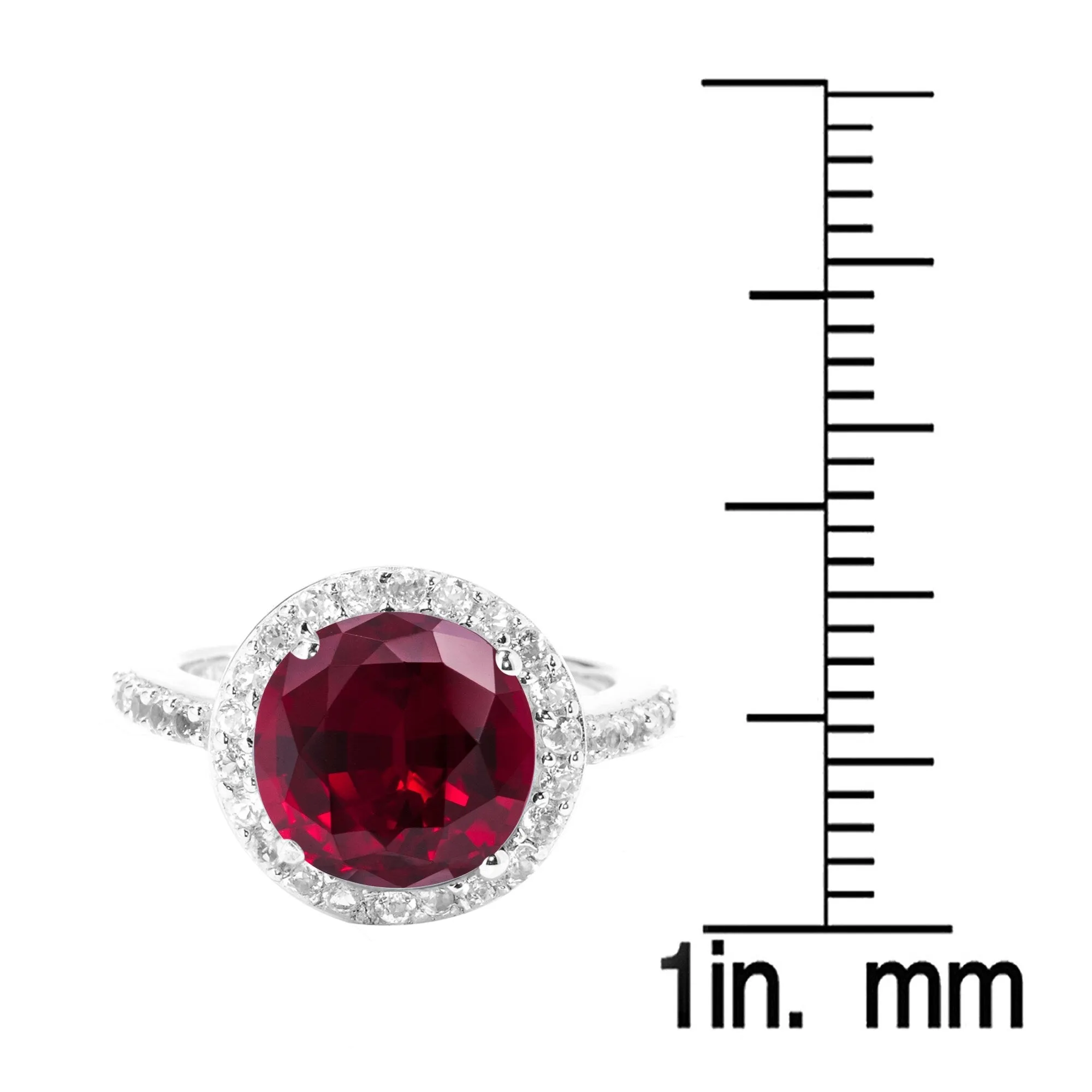Sterling Silver 4.50ct Ruby and White Topaz Halo Ring sold by Zulily product image thumbnail 2