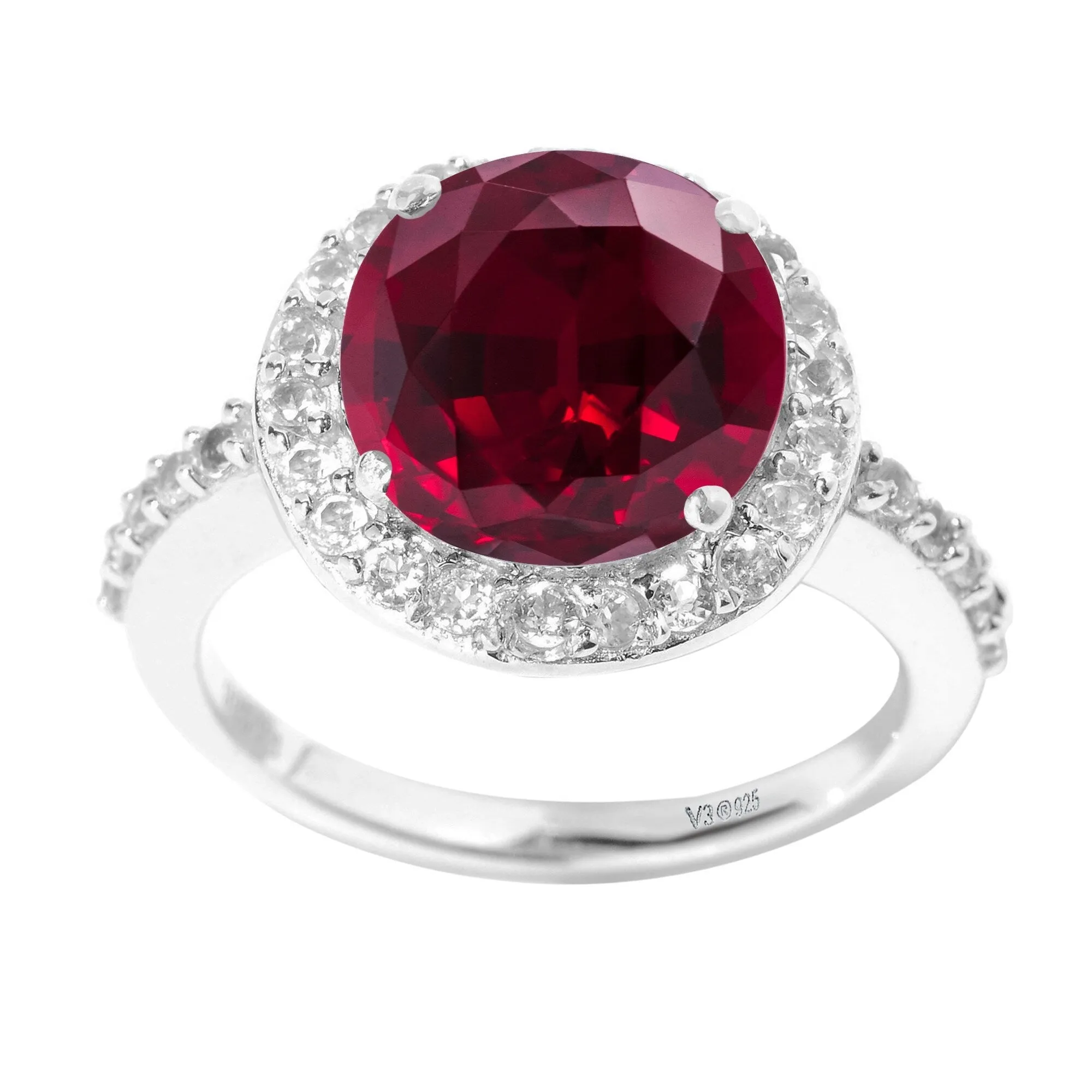 Sterling Silver 4.50ct Ruby and White Topaz Halo Ring sold by Zulily product image thumbnail 3