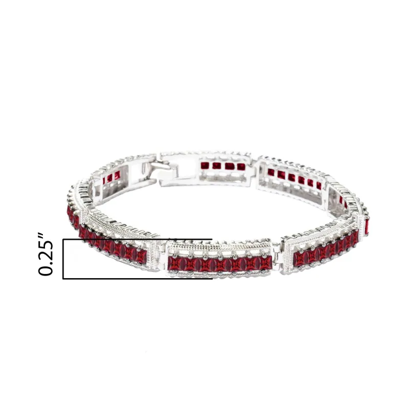 Sterling Silver Ruby Princess-Cut Tennis Bracelet sold by Zulily