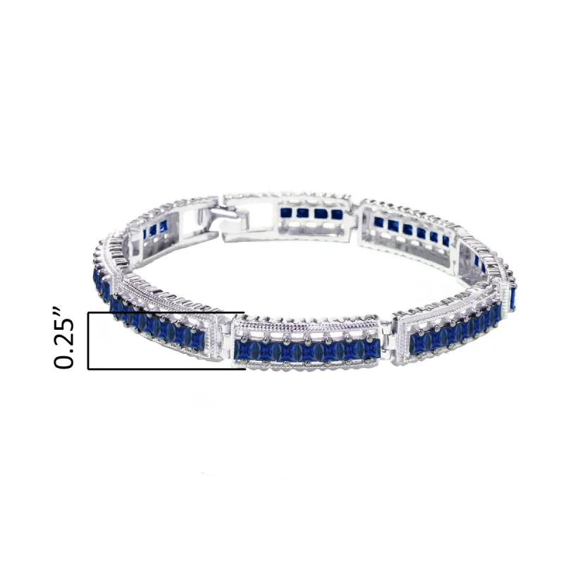 Blue Sapphire Sterling Silver Princess-Cut Tennis Bracelet sold by Zulily