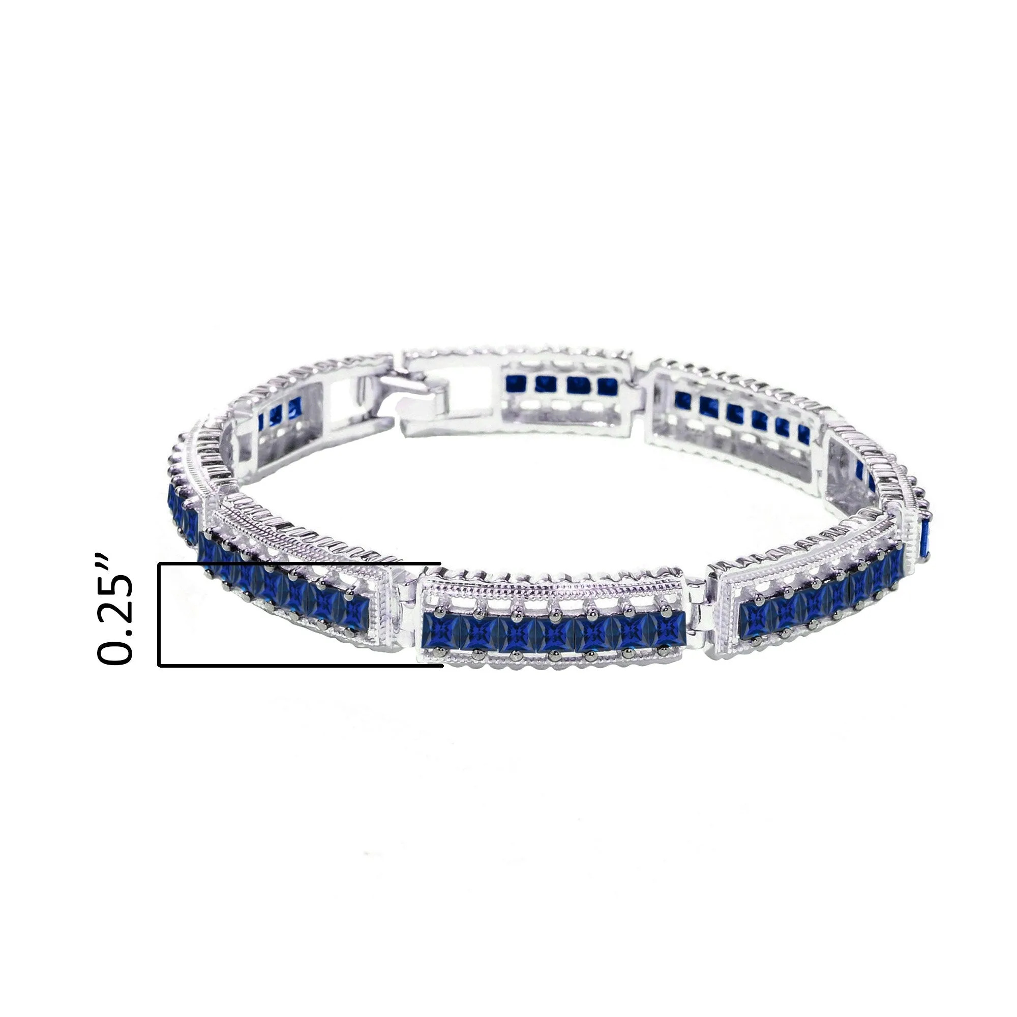 Blue Sapphire Sterling Silver Princess-Cut Tennis Bracelet sold by Zulily