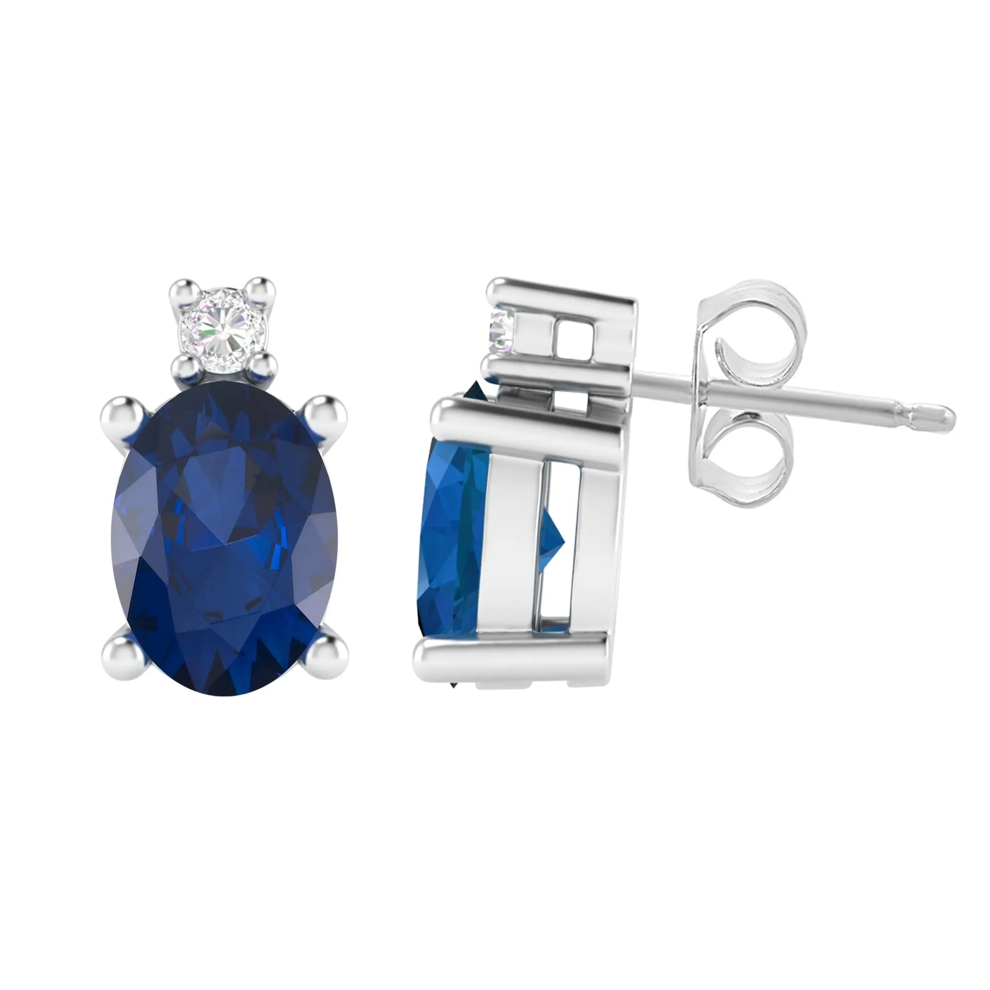 Sterling Silver 1.95ct Blue Sapphire and Moissanite Stud Earrings sold by Zulily product image thumbnail 4
