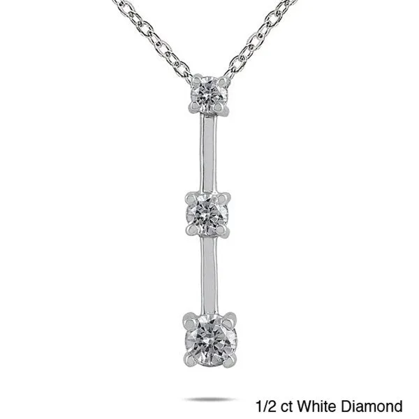 Marquee Jewels 14k White Gold 1/2 to 1ct TDW Diamond 3-stone Necklace sold by Zulily product image thumbnail 3