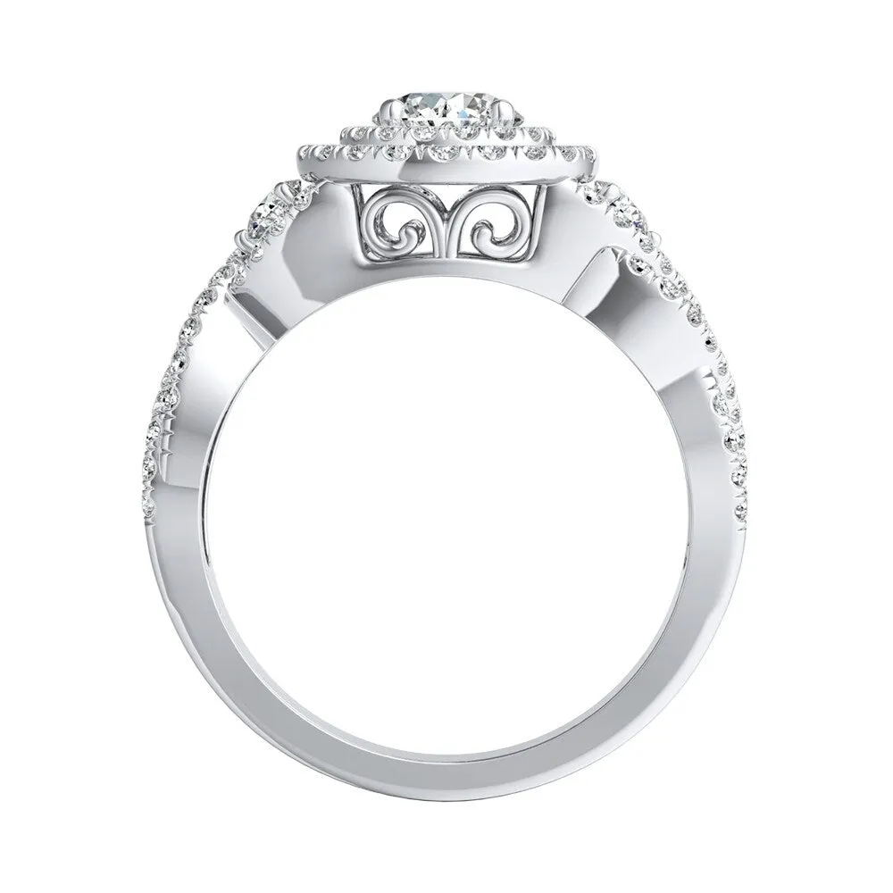 Auriya Twisted Infinity 2ct Moissanite and 5/8ctw Halo Diamond Engagement Ring 14K Gold sold by Zulily product image thumbnail 4