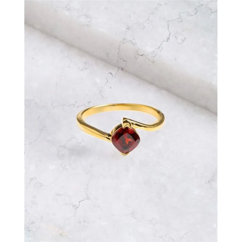 YS Gems Gold Plated Over Sterling Silver Garnet Gemstone Solitaire Ring sold by Zulily product image thumbnail 2