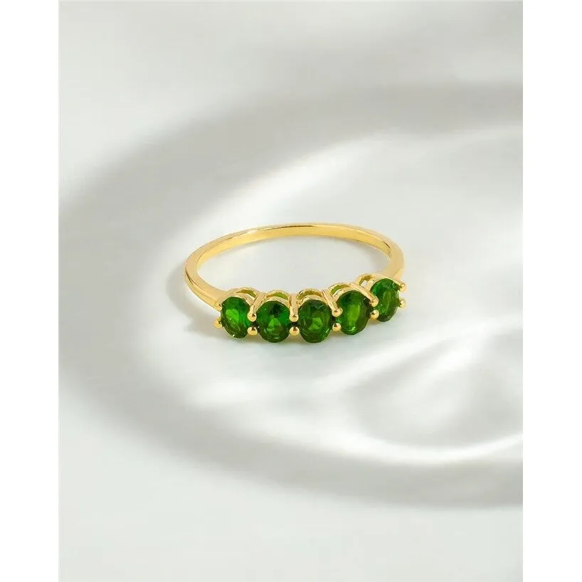 YS Gems Gold Plated Over Sterling Silver Chrome Diopside Gemstones Solitaire Ring sold by Zulily