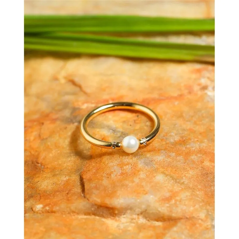 YS Gems Gold Plated Over Sterling Silver Pearl Solitaire Ring sold by Zulily product image thumbnail 2