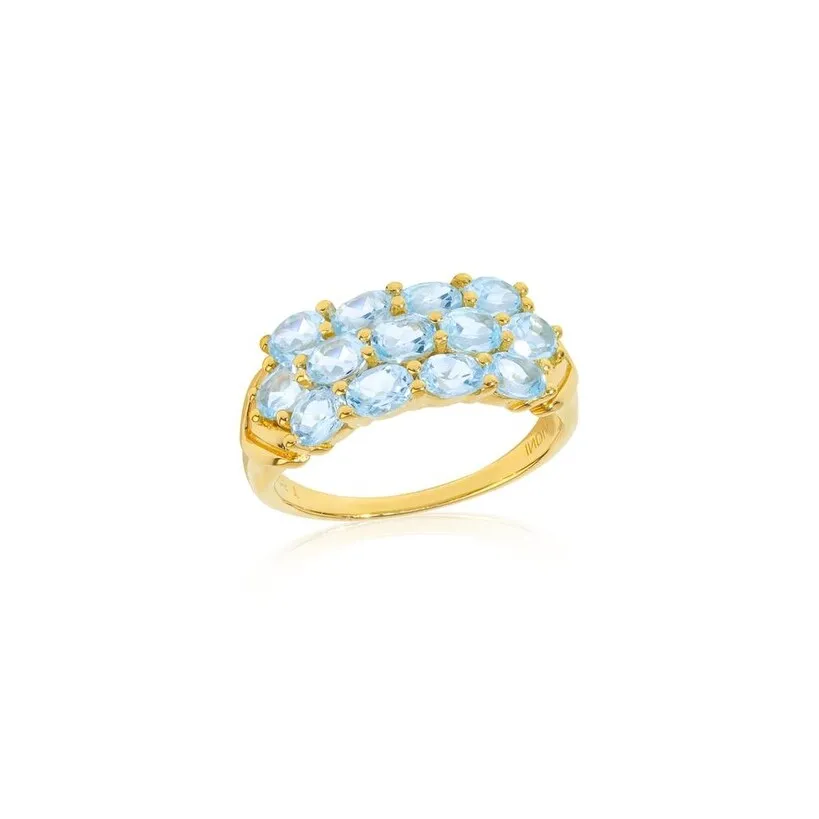 YS Gems Gold Plated Over Sterling Silver Sky Blue Topaz Gemstones Cocktail Ring sold by Zulily