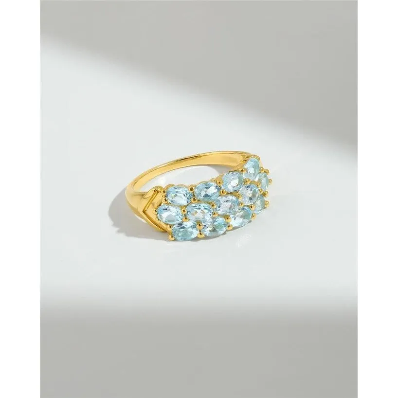 YS Gems Gold Plated Over Sterling Silver Sky Blue Topaz Gemstones Cocktail Ring sold by Zulily product image thumbnail 2