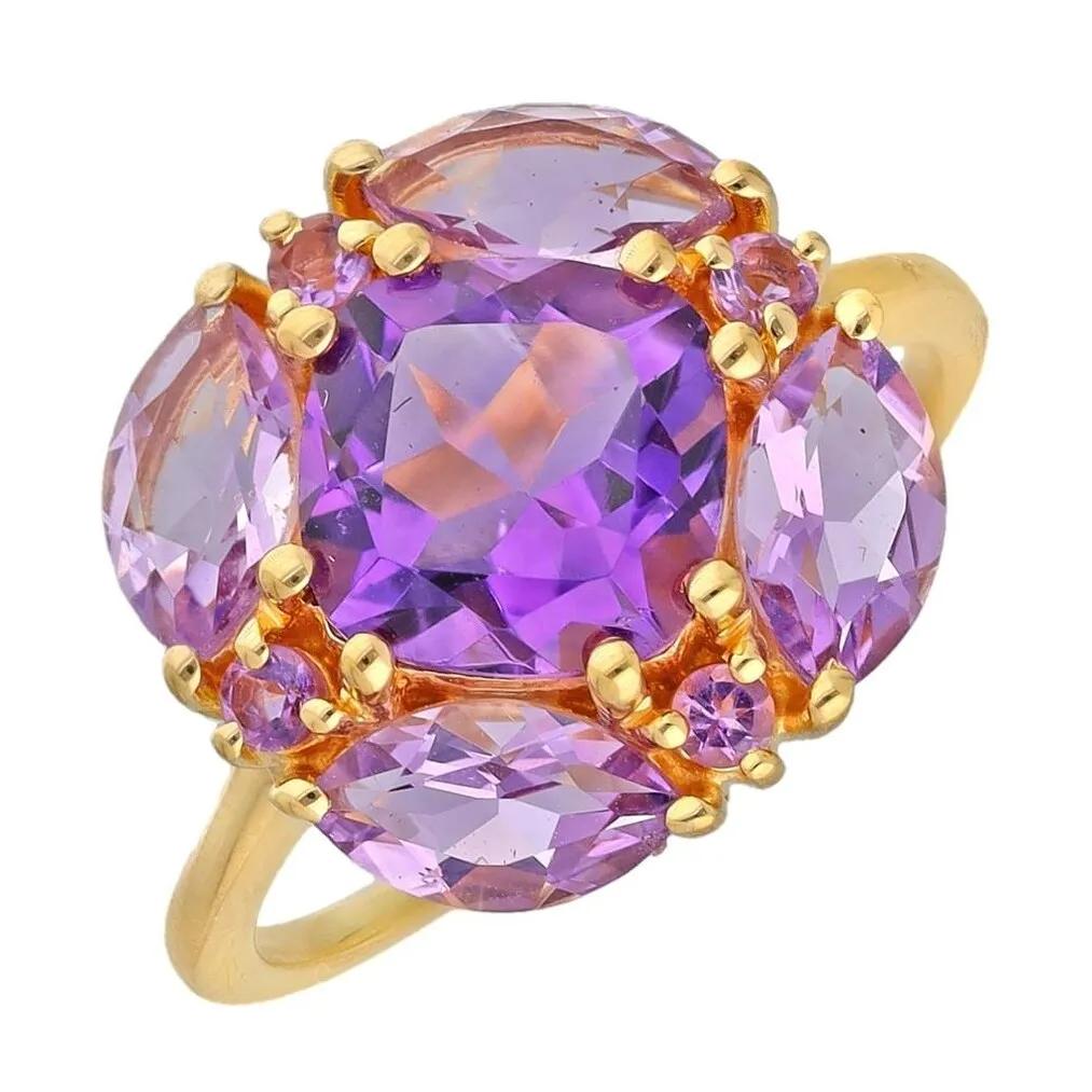 YS Gems Gold Plated Over Sterling Silver Purple Amethyst Gemstones Anniversary Prong Ring sold by Zulily product image thumbnail 4