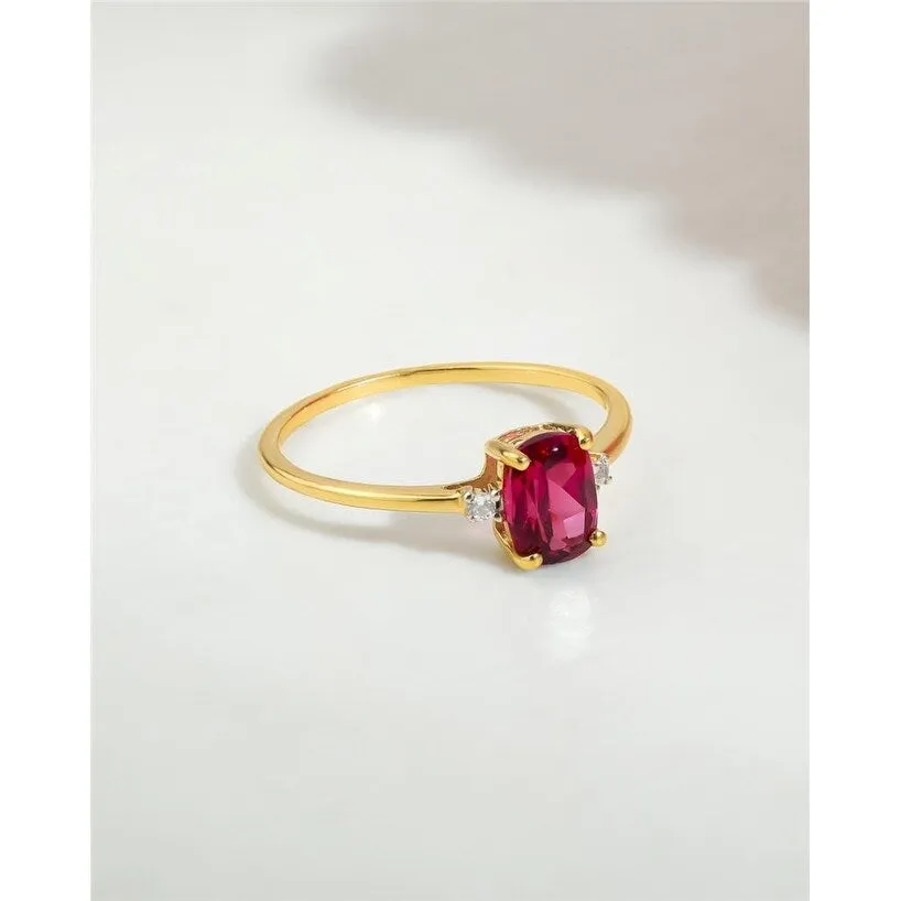 YS Gems Gold Plated Over Sterling Silver Rhodolite Garnet Gemstone Solitaire Ring sold by Zulily