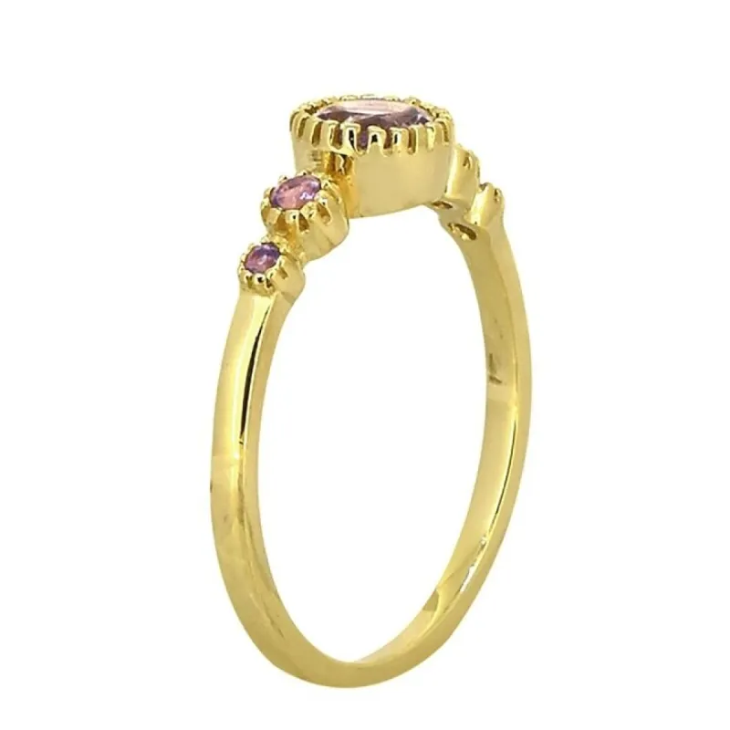 YS Gems Gold Plated Over Sterling Silver Purple Amethyst Gemstone Promise Ring sold by Zulily
