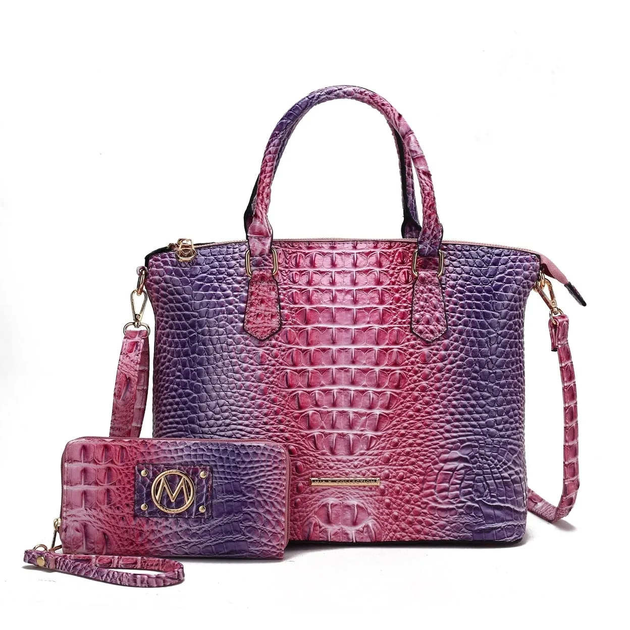 Mkfcollection Frankie Gradient Croc Shoulder Bag And Wallet Set Vegan Leather sold by Zulily product image thumbnail 2