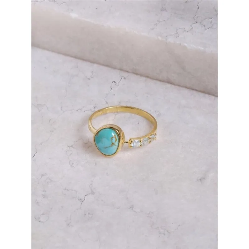 YS Gems Gold Plated Over Sterling Silver Blue Mohave Turquoise Gemstone Promise Ring sold by Zulily